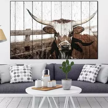 Печать картины дикой природы, настенное искусство с изображением животных, холст, постер, черно-белый олень, корова в горной местности, картина для гостиной, домашний декор Cuadros 21x30cm No Framed