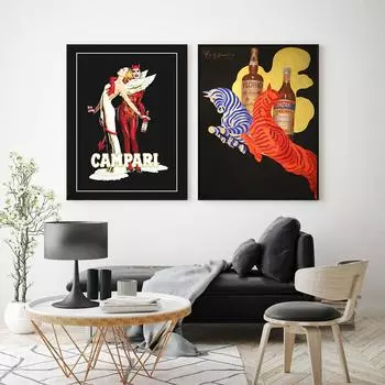 Печать на холсте, алкоголь Cinzano Campari, винтажные картины с дьяволом и ангелом, еда, напитки, настенные художественные постеры, фотографии для бара, домашний декор 21*30cm