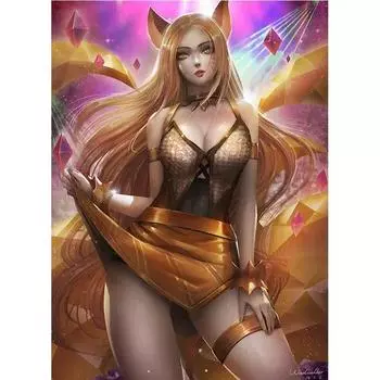 Печать на холсте, игра, фиолетовые волосы, обнаженная сексуальная девушка, художественный постер для гостиной, спальни, домашний декор, живопись 21cm30cm NoFrame