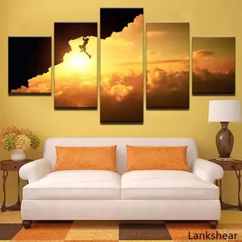 Печать на холсте, картины, настенные художественные рамки, домашний декор, 5 шт., упражнения, скалолазание, картины, закат, пейзаж, постеры, принты 20x35cm*2 20x45cm*2 20x55cm*1