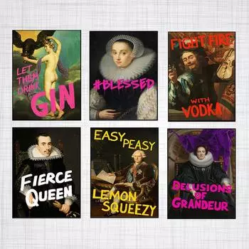 Печать на холсте, плакаты с цитатами и фразами, винтажные настенные панно с изображением королевы, забавная портретная живопись, декор для гостиной, спальни, бескаркасный 21x30cm No Framed