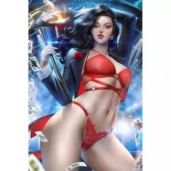 Печать на холсте, видеоигры, девятихвостая лиса Ари, обнаженная сексуальная девушка, художественный декор для спальни, подвесная картина 21cm30cm NoFrame