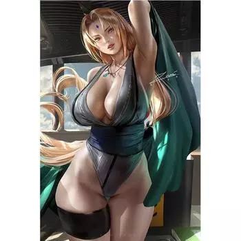 Печать на холсте, зеленое золото, ниндзя Цунаде, сексуальная девушка, искусство, гостиная, спальня, домашний декор, живопись 21cm30cm NoFrame