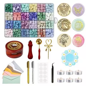 Печать Набор из сургучной печати 24 цвета Головка сургучной печати Большое количество воска Письма Бумага для писем Печать Штамп Конверт Приглашение Благословение Исповедь