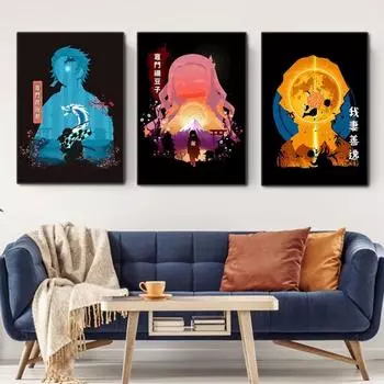 Печать плакатов «Убийца демонов», классическое японское аниме, настенная живопись на холсте, украшение для дома, украшение для детской комнаты 21cm30cm NoFrame