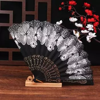 Печать Позолота Складной Веер Классический Танцевальный Веер Женский Цветочный Вентилятор Cheongsam Портативный Ручной Свадебный Китайский Веер Декор Подарок красный