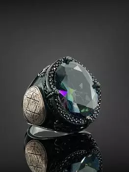 Печать Пророка Соломона Звезда Давида Талисман Мистический Топаз Камень Ручной Работы Высокое Качество Стерлингового Серебра 925 Мужские Кольца Для Мужчин Ювелирные Аксессуары