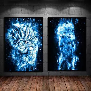 Печать Сон Гоку Какарот Лучшие подарки Куадроса для детей на холсте Семейная комната 21cm30cm NoFrame