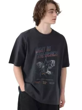 Печать T Wild Graphic Print S [Beams Heart] (Короткий рукав) Футболка мужская BLK/орел