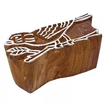 Печатание штемпеля гончарни птицы ткани Брауна индийское деревянное декоративное деревянное 2.5 x 1 Inches