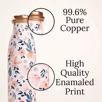 Печатная бутылка для воды из чистой меди емкостью 1 литр Бутылки для йоги Tamba для питья в школьном домашнем офисе (Пакет из 1)