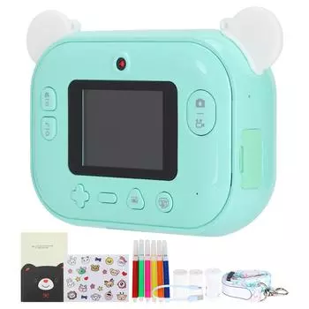 Печатная камера для детей, мгновенная мини-цифровая портативная термочернильная игрушка, мультяшный подарок 2,4 дюйма