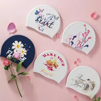 Печатные шапочки для плавания для женщин, большой размер, удобная силиконовая шапочка для плавания, длинные волосы, защита ушей, шапочка для плавания, аксессуары для бассейна