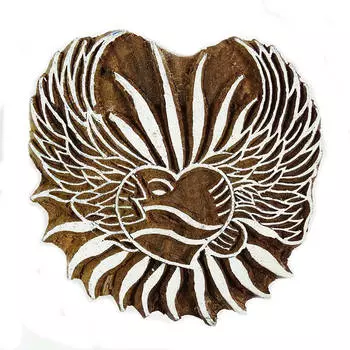 Печатный блок ручной работы Сердце Деревянный блок печати Текстильный блок печати 3 x 3