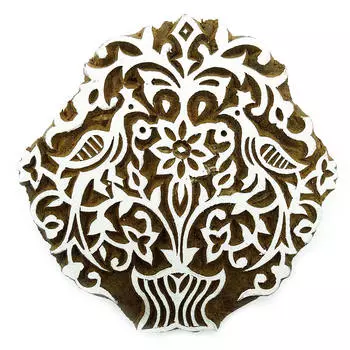 Печатный блок с цветочным орнаментом ручной работы из дерева, текстильный декоративный блокпринт 5 L X 5 W Inches коричневый