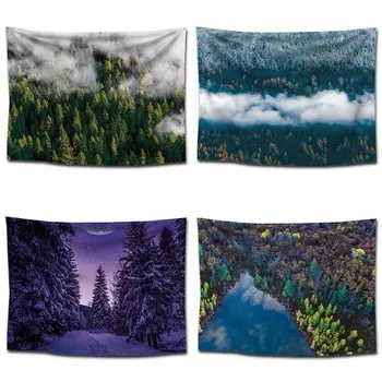 Печатный гобелен с изображением пейзажа соснового леса, гобелен для спальни, гостиной, украшение для дома, гобелен 100x75cm