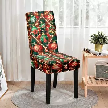 Печатный Рождественский Чехол на Стул Европейский и Американский Применимый Размер Чехол на Обеденный Стул для Дома Отеля Домашняя Атмосфера Украшение Чехол на Стул Universal chair cover
