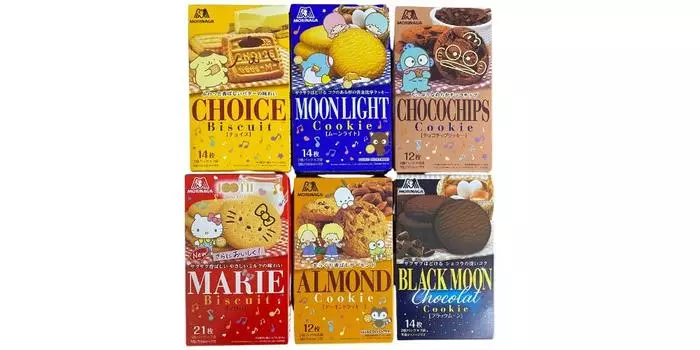 Печенье Morinaga, 6 видов наборов для сравнения вкусов Choice Chocolate Chip Almond Black x 1 коробка каждого & Co. & (Мари Бисквит, Бисквит,
