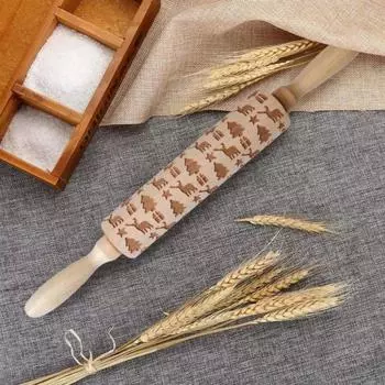 Печенье Торт Узорчатый Ролик Рождественский Ролик Рок Снежинка Лось Деревянный Ролик Тиснение Выпечка Инструмент Для Украшения Торта