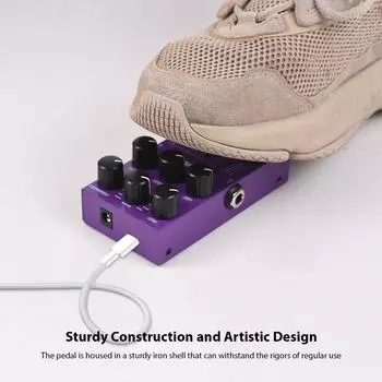 Педаль эффектов для гитары M-VAVE ELEMENTAL Delay TIME/9 Delay Effects Type/FEEDBACK/MIX/PARAM/MOD Ручка DC 9V 6.35mm Гитарная педаль фиолетовый