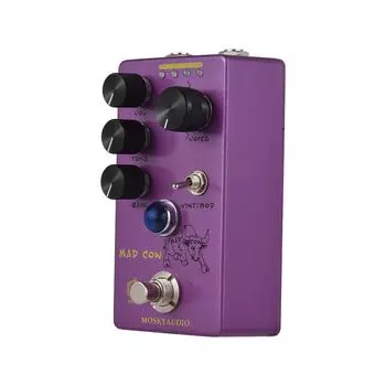 Педаль эффектов искажения для гитары MOSKYAUDIO MAD COW GAIN/VOL/TONE/VINT/MOD/4-Mode Knob DC 9V 6.35mm фиолетовый