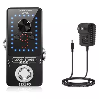 Педаль эффектов Looper с 9 петлями, тюнером, гитарными эффектами, 40 минут неограниченного наложения, электрогитара, бас, педаль USB 9 В, функция адаптера питания,