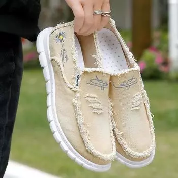 Педальные матерчатые туфли Весенне-летние и осенние туфли-лодочки Мужские туфли с мягкой подошвой Старые пекинские матерчатые туфли Удобная повседневная обувь для мужчин 44 серый