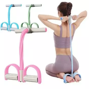 Педальный эспандер для фитнеса, оборудование для приседаний, брюшная рука, нога, натяжная лента для брюшного пресса, растягивающийся триммер для живота розовый