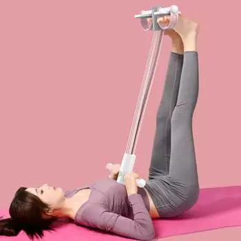 Педальный эспандер с цифровым счетчиком, многофункциональный натяжной трос, 4-трубчатый, эластичный, для йоги, педаль-пулемет, тренажер для растяжки тела, домашний спортзал, тренировки B розовый