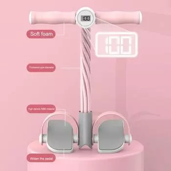 Педальный эспандер с цифровым счетчиком, многофункциональный натяжной трос, 6-трубчатый, эластичный, для йоги, педаль-пулемет, тренажер для растяжки тела, домашний спортзал, тренировки B фиолетовый