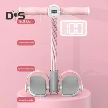 Педальный эспандер с цифровым счетчиком, многофункциональный натяжной трос, 4-трубчатый, эластичный, для йоги, педаль-пулемет, тренажер для растяжки тела, домашний спортзал, тренировки B фиолетовый