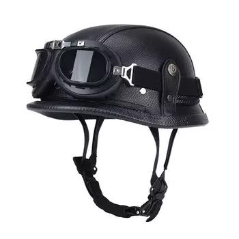 Педальный немецкий стальной шлем, круизный ретро-полушлем, мужской мотоциклетный шлем Harley, мотоциклетный шлем-ковш, солдатский стальной шлем, кожаный шлем M(55-56)