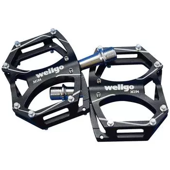 Педаль WELLGO алюминиевая со штифтом CNC тонкая черная 260 г M194 шоссейная/ATB/MTB чёрный