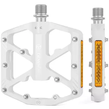 Педаль велосипедная GEWAGE с отражателем, плоская педаль с 3 герметичными подшипниками из алюминия (ГЭ-323) (белый)