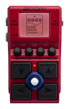 Педаль ZOOM Multi Stomp Pedal Red, оснащенная 97 типами моделей для бас-гитары, эффектами/усилителями MS-60B+