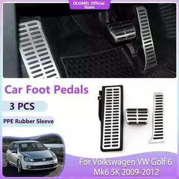 Педали для автомобиля Volkswagen VW Golf 6 Mk6 5K 2009 2010 2011 2012 Нержавеющая сталь Топливный тормоз Нескользящие Без сверления Легкосплавные Накладки