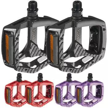 Педали велосипедные Педали из алюминиевого сплава с платформой для велосипеда Нескользящие педали с широкой платформой и отражателями для горного шоссейного велосипеда чёрный