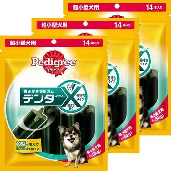 Pedigree Pedigree для очень маленьких собак, обычные лакомства для собак со вкусом курицы от 4 месяцев и старше, 14 штук x 3 пакета Denta-X (Оптовая закупка)