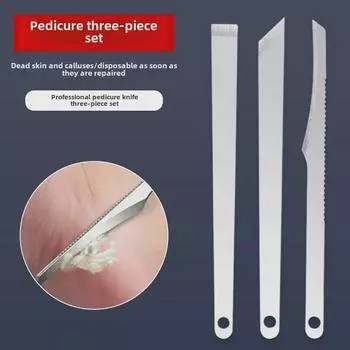 Педикюрный нож из нержавеющей стали и набор щипчиков для толстых ногтей, средство для удаления мозолей, профессиональный набор из 3 предметов, серый