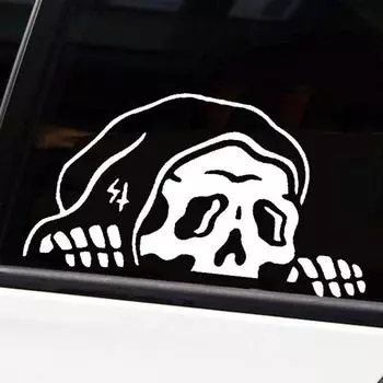 Peeking Skeleton Car Decal Водонепроницаемые наклейки на Хэллоуин со скелетом Реалистичные наклейки с изображением черепа ужасов Готическое украшение для автомобиля для путешествий