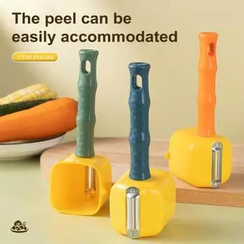 Овощечистка с контейнером Острое лезвие Овощечистка для фруктов Простая в обращении Очистка моркови Быстрая очистка Прочный эргономичный дизайн оранжевый