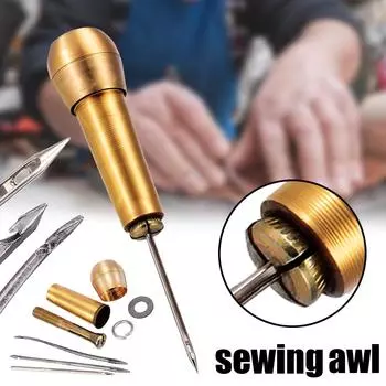 Peigu 1 шт. шило для шитья ручной работы конический холст кожаный инструмент для ремонта палатки + 3 шт. иглы