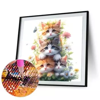 # Peinture diamant 5D faire soi-mme, perceuse ronde complte, Kit de chat, d