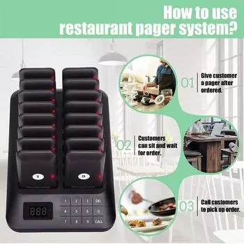 Пейджеры-зуммеры для ресторанов, беспроводная система вызова на 1640 футов, дальний радиус действия, 16 пейджеров для церкви, детского сада, бара, закусочной, отеля