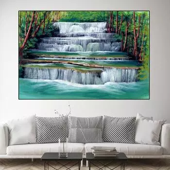 Пейзаж акварель водопад дерево лес холст картины постеры и принты настенные художественные фотографии гостиная домашний декор без рамки 21cm30cm NoFrame
