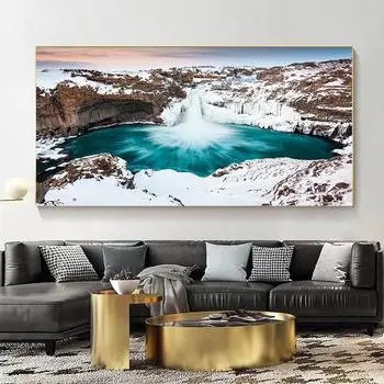 Пейзаж Aldeyjarfoss водопад Исландия Северная зима холст картины постеры и принты настенная художественная картина домашний декор без рамки 20cm40cm NoFrame