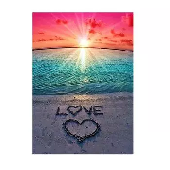 Пейзаж Алмазная вышивка крестиком 5D алмазная живопись Любовь Сердце Пляжная вышивка полная мозаика со стразами украшение дома подарок 30X40cm