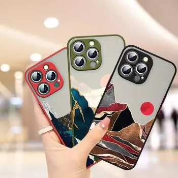 Пейзаж для Apple iPhone 13 12 11 Mini XS XR X Pro MAX 8 7 Plus матовый полупрозрачный чехол для телефона Funda Capa iPhone 7 8