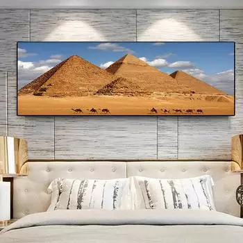 Пейзаж Египетская пустыня Пирамида Холст Картина Плакаты и принты Cuadros Настенные художественные фотографии Гостиная Домашний декор без рамки 20*40cm