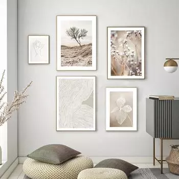 Пейзаж, холст, картина, постер и принты, сено, цветы пустыни, дерево, холст, живопись, современные настенные панно для декора гостиной 21x30cm No Frame